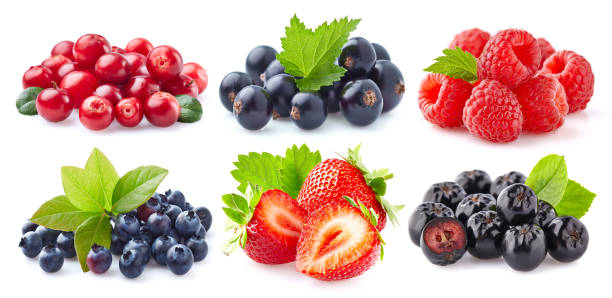 istock Collection of fresh berries on white background 2196615724