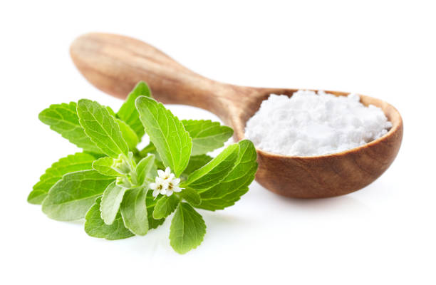 istock Stevia plant with powder 2196616484