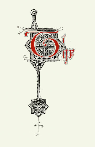 Ornate Medieval style illuminated capital letter T, The, History, calligraphy