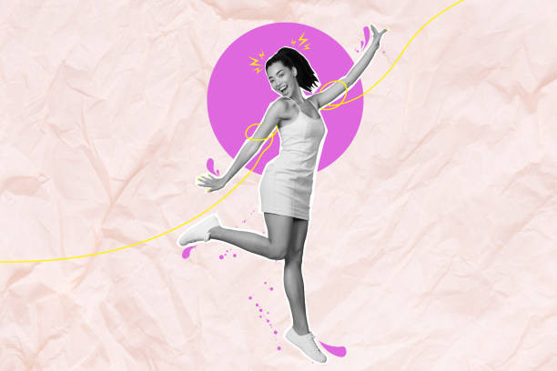 istock Composite trend artwork sketch image 3D photo collage of black white silhouette young attractive lady look flirty dance model posing 2196625660