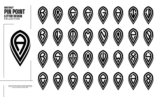 Directory Pin Point Letters Simple Leaf Pin Point Letter Az Symbol Bundle Stock Illustration ...