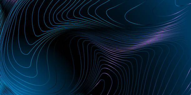 istock Subtle abstract curves with blue and purple gradients on dark background, symbolizing fluidity and modern design for graphic design, advertising, presentation design, digital art. Copy space 2196638330