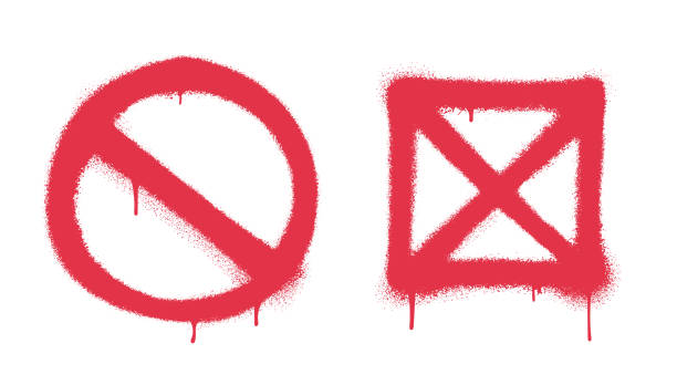 istock Set of red spray painted graffiti No sign icon sprayed. Graffiti circle and square with paint drips. Template grunge graffiti No Sign symbol with over spray in red. Vector illustration. 2196639345