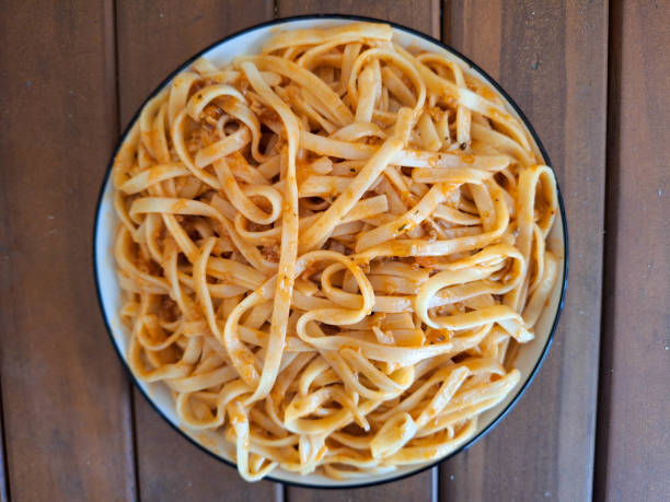 istock Fettucine Bolognese On A Plate. Food Menu. Top View. 2196649790