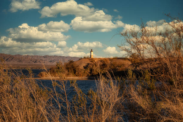 Lighthouse on the shore of Lake Havasu in Arizona.