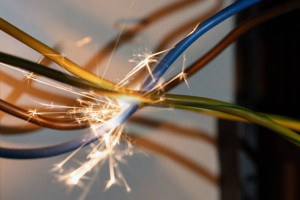 istock Sparking Electric Wires in a Short Circuit 2196652177