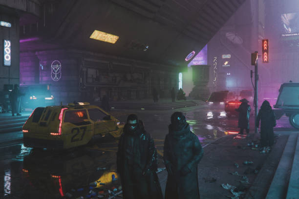 istock Futuristic cyberpunk city 2196652237