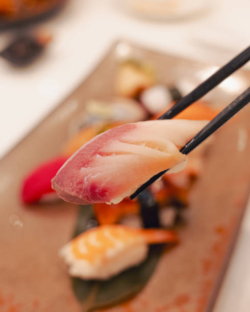 Yellowtail Nigiri at a Sushi Restaurant in Japan