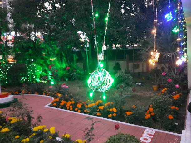 istock A charming nighttime scene in a garden. 2196660981