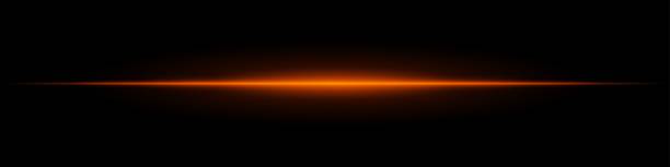 istock Horizontal light flare with warm glow on a black background. Orange energy beam with smooth gradient effect, cinematic lens reflection, futuristic shine. 2196663010