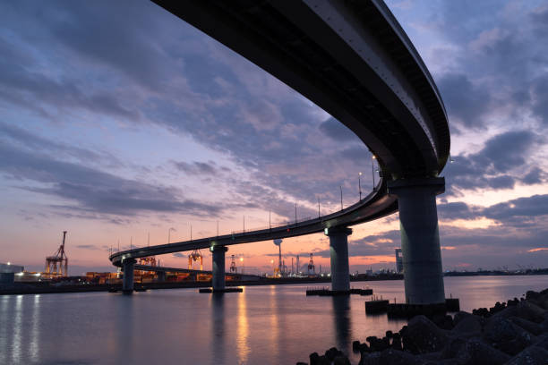 istock Beautiful sunset and a bridge over the sea 2196674925