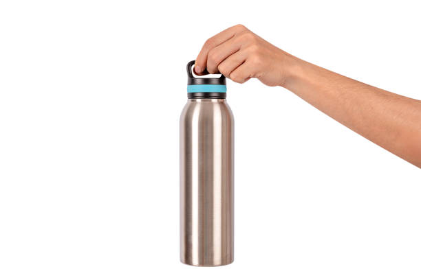 istock Hand holding aluminum cooler bottle isolated on white background. 2196676608
