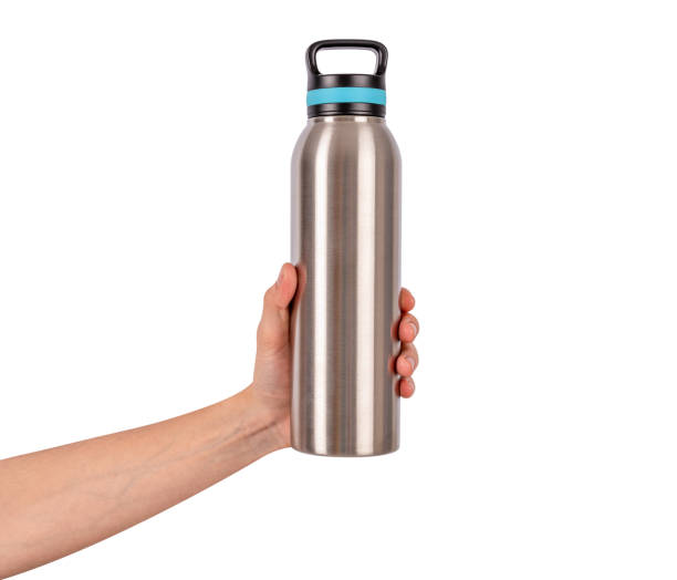 istock Hand holding aluminum cooler bottle isolated on white background. 2196676612