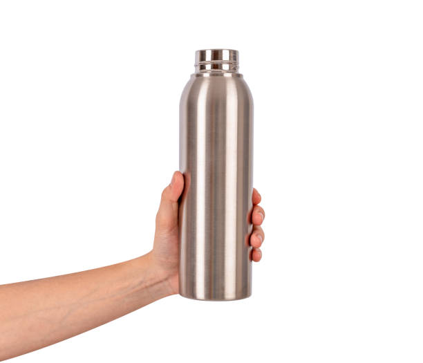 istock Hand holding aluminum cooler bottle isolated on white background. 2196676615