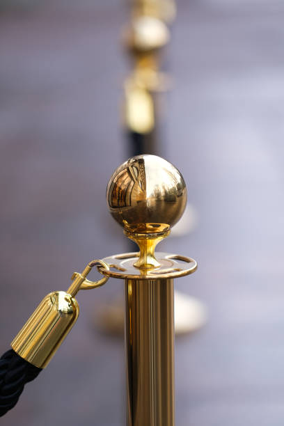 istock Golden pole of a rope fence 2196678143
