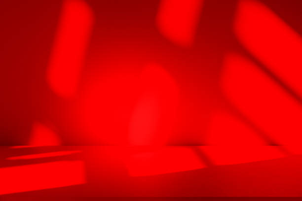 istock Wall interior background, studio and backdrops show products.with shadow from window color red . background for text insertion and presentation product 2196678780