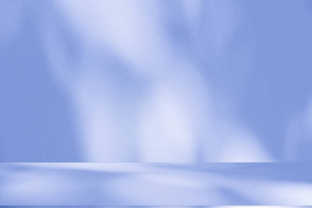 istock Studio style background wall decoration presentation uses white and blue tones. with shadows cast from a nearby window, concept creating a decorative 2196678783