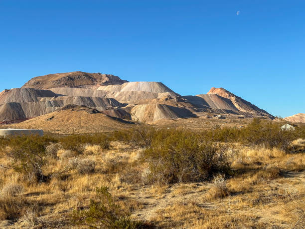Mine tailings to be sold as aggregate on the flanks of Soledad Mountain at the Golden Queen Mine, Mojave, California. The Golden Queen Mine is an open pit gold and silver mine.