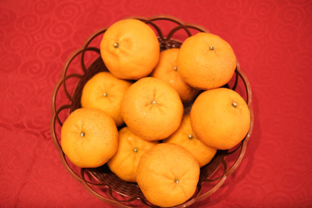 oranges in a basket on the table