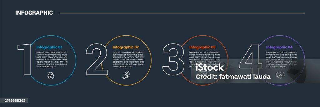 Visual Process Outlines Process Stages Workflow Infographic Dark Outline For Slide Presentation ...
