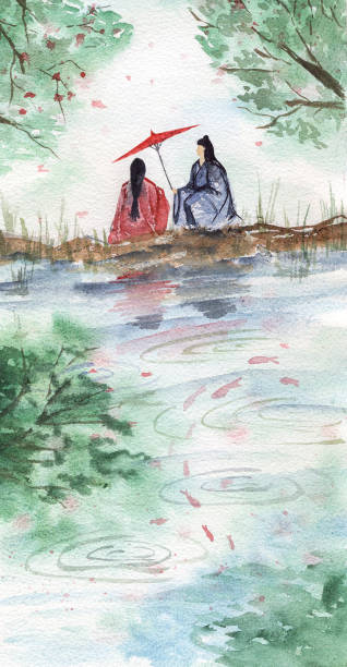 istock man holding an umbrella over a girl watercolor 2196691862