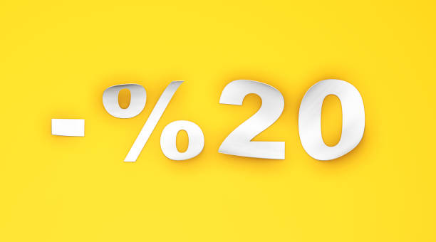 istock 20% Discount Paper Text on Yellow Background 2196692192
