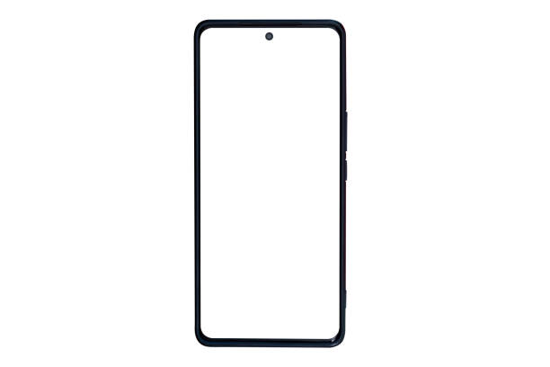 istock Smartphone isolated mockup iPhone with white screen in a white background on high-quality studio shot. 2196694860