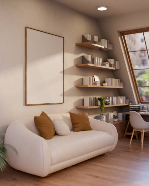 istock A cozy Scandinavian-style living room features sleek minimalist decor items. 2196696462