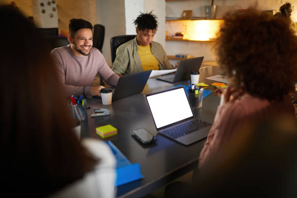 istock Happy creative people working on a meeting in the office. 2196698884