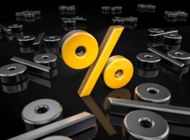 Yellow Percentage Symbols On Black Background