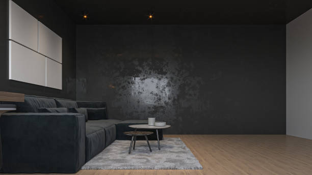 istock Modern Minimalist Living Room Interior with Dark Accents 2196704765