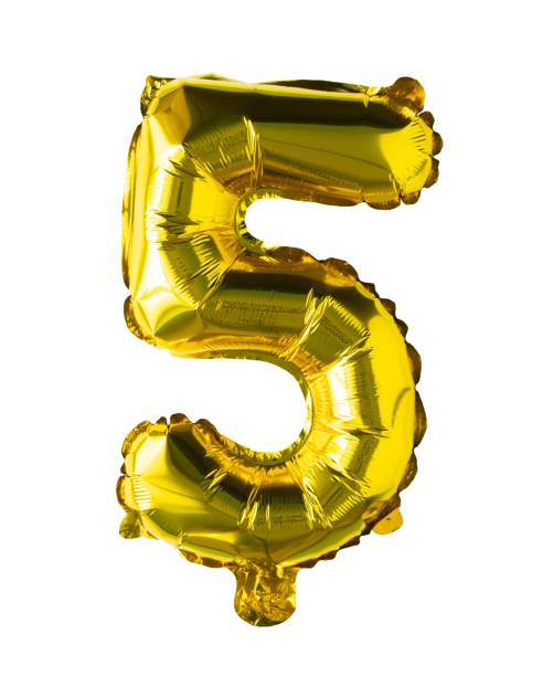 istock A yellow balloon with the number 5 on it 2196707318