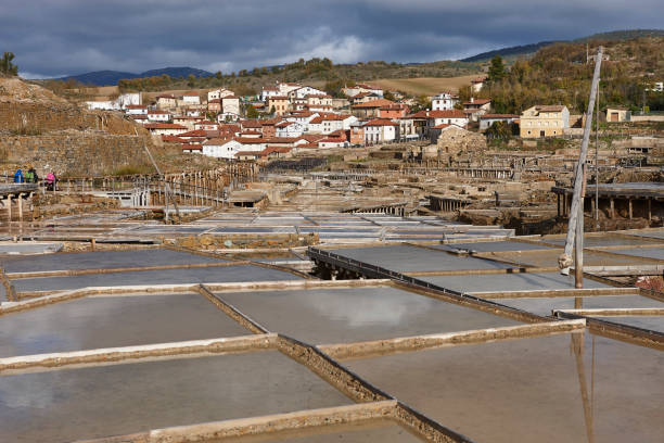 istock Antique salt platforms in Basque Country. Salinas de Anana. Spain 2196712725