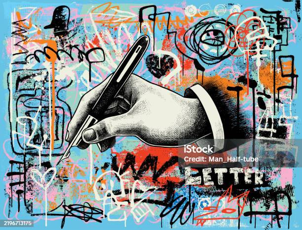 Writer Hand For Design Writing Hand Stock Illustration - Download Image Now - Poet, Journalist ...