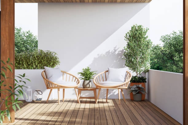 istock Modern contemporary terrace with nature view 3d render 2196724613