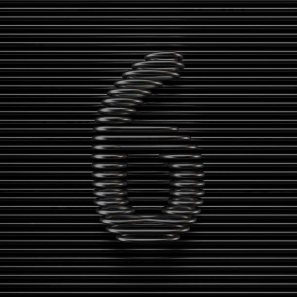 istock Black wire font Number 6 SIX 3D 2196725335