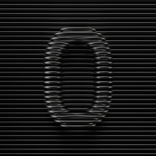 istock Black wire font Letter O 3D 2196725381
