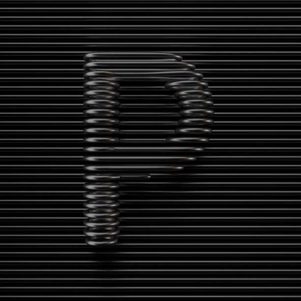 istock Black wire font Letter P 3D 2196725389