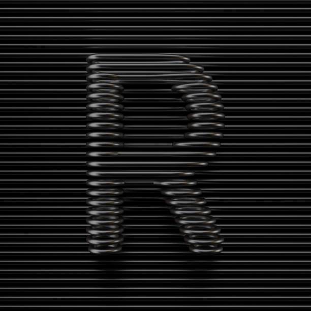istock Black wire font Letter R 3D 2196725391