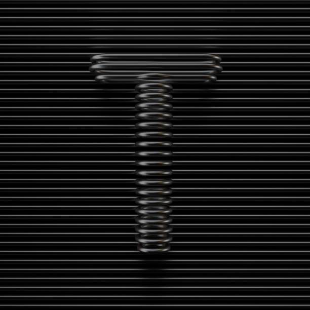 istock Black wire font Letter T 3D 2196725392
