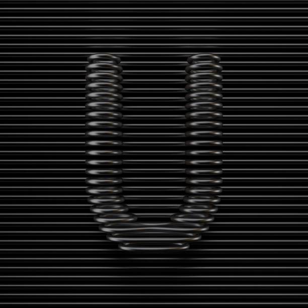istock Black wire font Letter U 3D 2196725398