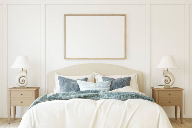 istock Interior of modern bedroom. Frame mockup. 3d render. 2196725873