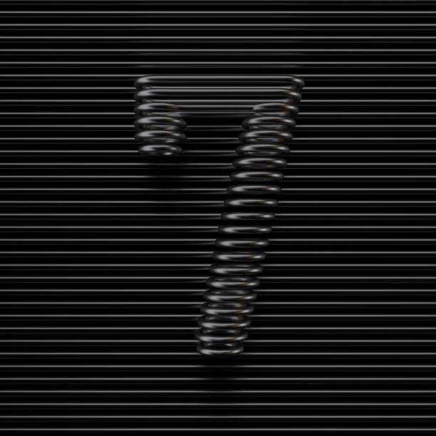 istock Black wire font Number 7 SEVEN 3D 2196725905