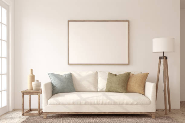 istock Living-room interior in scandinavian style. Poster mockup. 3d render. 2196725951