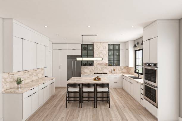 istock Modern Luxury Kitchen with Marble Countertops and Contemporary Design 2196729414