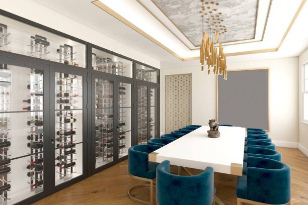 Luxurious Modern Dining Room with Wine Storage and Elegant Design Decor