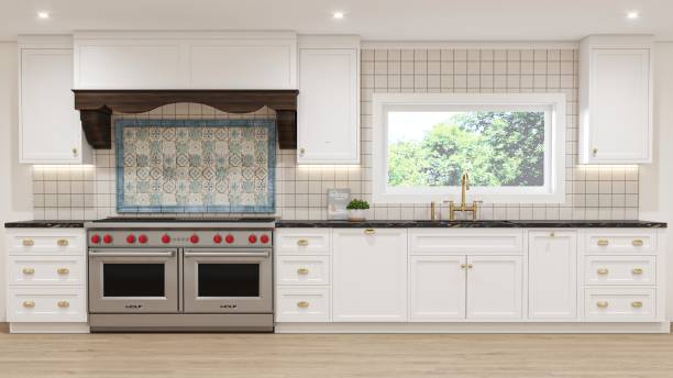 istock Modern Kitchen Interior Featuring White Cabinetry and Stainless Steel Appliances 2196730219
