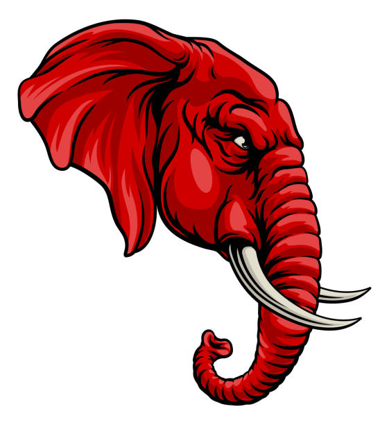 Republican Elephant Election Political Party Icon A tough looking elephant. Could be the symbol for the American republican political party in election politics or a sports mascot. republican elephant logo stock illustrations