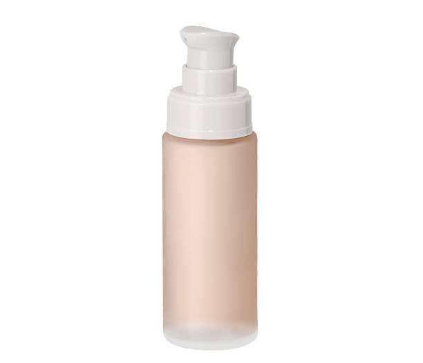 istock Elegant foundation frosted glass bottle with a pump mockup 2196734208