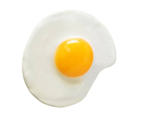 istock Fried egg isolated on white background top view. Food cooking photo 2196734276